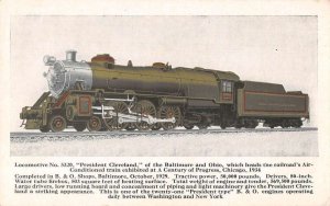Baltimore and Ohio Railroad President Cleveland Locomotive Postcard AA30933