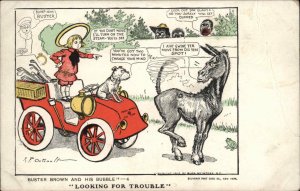 Buster Brown Comic Bubble Car #4 in Series RF Outcault c1910 Postcard