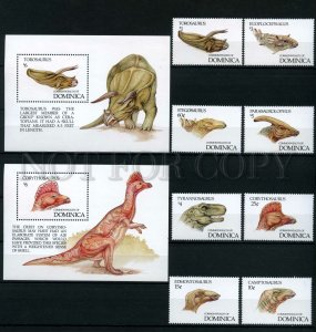 003452 DOMINICA DINOSAURS set+2 S/S 1992 MNH