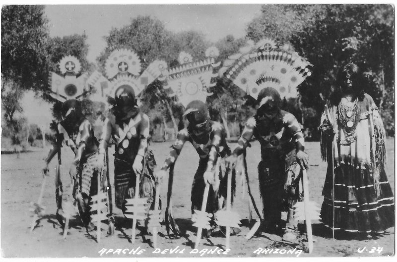 RPPC Apache Devil Dancers Native American Arizona