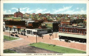 Dodge City KS Birdseye View Fred Harvey H-2345 c1920 Postcard