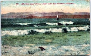 Postcard - Mile Rock Light House, Golden Gate - San Francisco, California