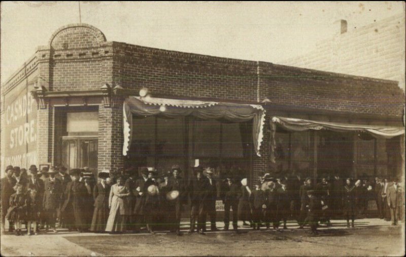 Cresbard SD (On Back) Crowd In Front of Cash Store Real Photo Postcard c1910