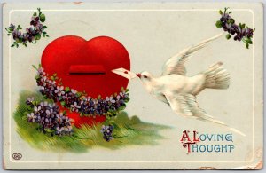 To My Valentine Little Cupid Sending Heart Over The Window Postcard