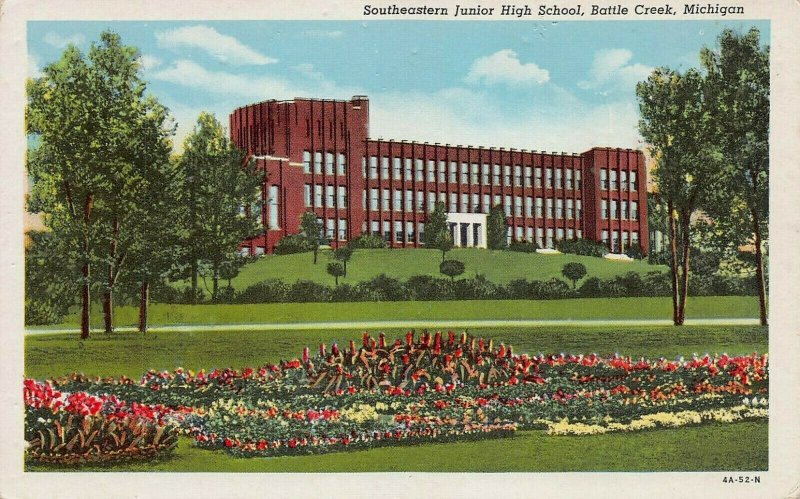 Southeastern Jr. High School, Battle Creek, Michigan, Early Postcard, Unused