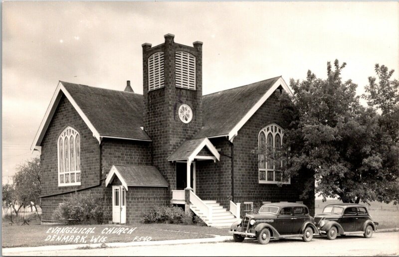 Real Photo Postcard Evangelical Church in Denmark, Wisconsin~134770