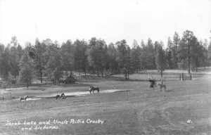 RPPC JACOB LAKE Uncle Billie Crosby & Horses Arizona Cowboy 50s Vintage Postcard