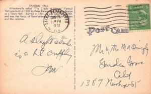 Vintage Postcard 1951 Faneuil Hall Cradle Of Liberty Bldg. Boston Massachusetts