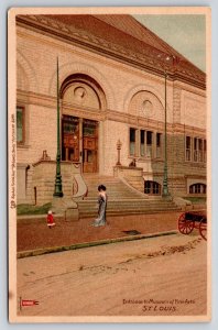 St Louis MO~Museum  Fine Arts Entrance~Victorian Lady~Strauss~1898 TUCK Artist