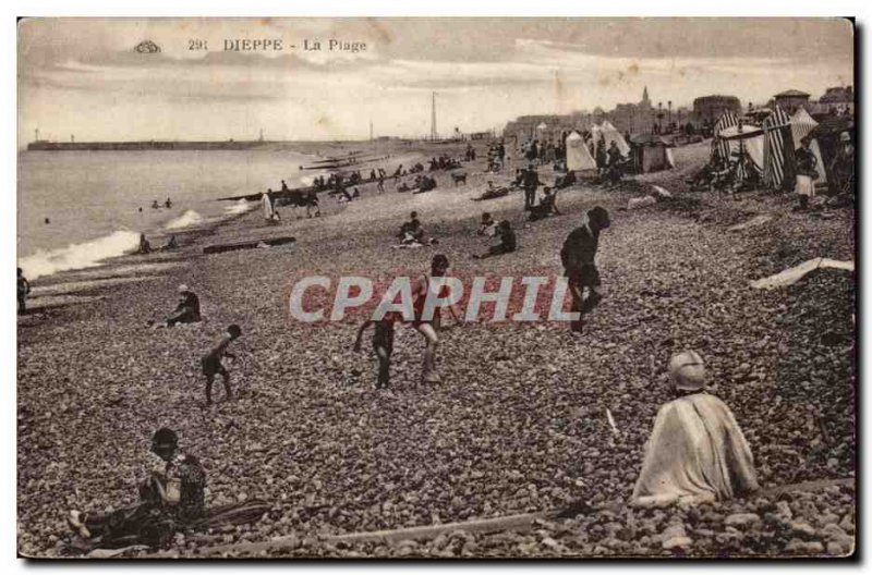 Dieppe - The Beach Old Postcard