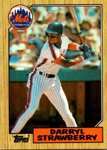 1987 Topps Baseball Card Darryl Strawberry Outfield New York Mets sun0738