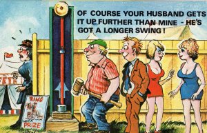 Test Your Strength Fairground Circus Ring The Bell 1970s Comic Postcard