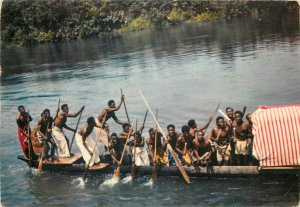 Ethnic native African canoe river superb