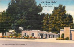 Linen Postcard; Mt. Tom Motel Hwy 395 & 6, Bishop CA High Sierras Inyo County