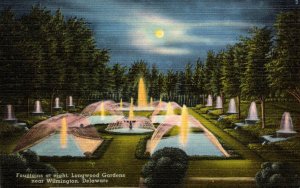 Delaware Wilmington Longwood Gardens Fountain At Night