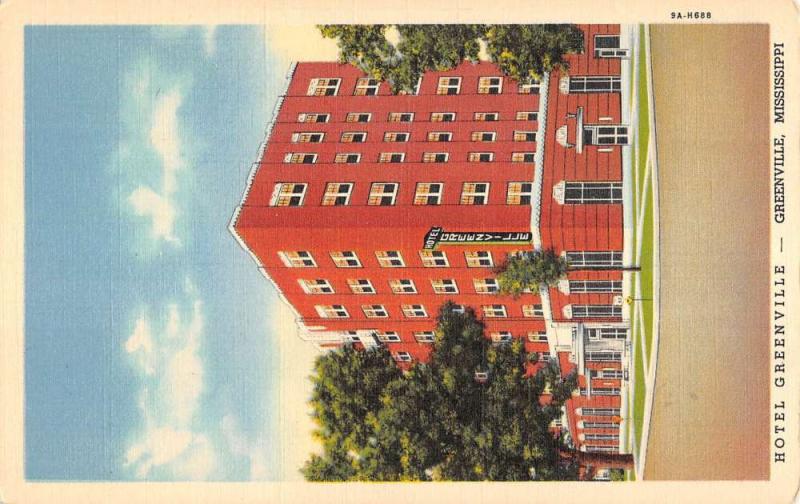 Greenville Mississippi Hotel Street View Antique Postcard K87894