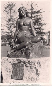 RPPC Napier NZ, Beautiful Maori Woman, Statue Pania Myth, Indigenous People