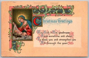 Merry Christmas 1931 Postcard Mary With Christ Child Poem by Gibson
