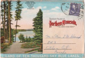 Northern Minnesota, Vintage 1930s EC Kropp Linen Folder Postcard, 23 Views, RPO