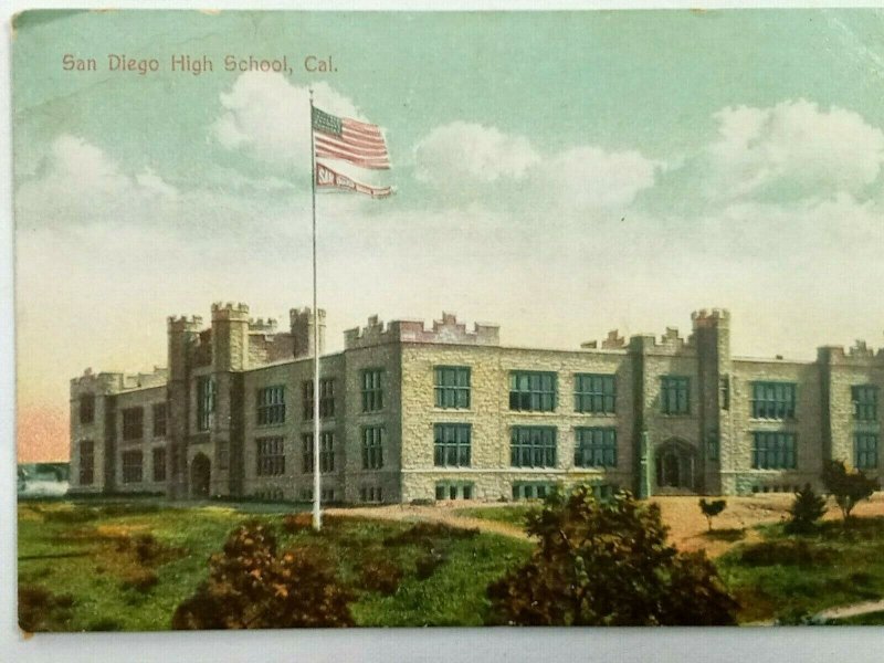 Vintage Postcard 1910's San Diego High School San Diego CA California