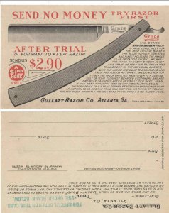 Atlanta GA Gullatt Razor Co Adv Order Postcard & Response Card c1910 Postcard