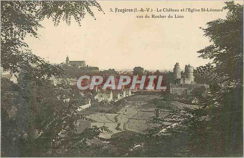 Old Postcard Fougeres (I and V) The Chateau and the Church St Leonard saw the...