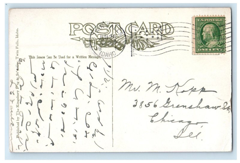 1911 Shoshone Falls Twin Falls, Idaho ID Shorthand Secret Code Postcard 