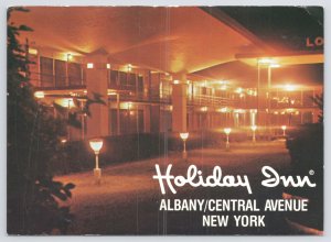 Roadside~Albany NY~Albany/Central Ave Holiday Inn At Night~Continental Postcard