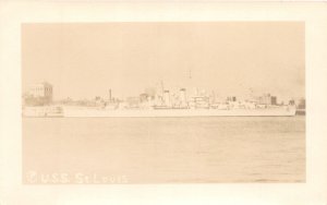 J36/ Ship RPPC Postcard c1930 USS St Louis Navy Light Cruiser 201