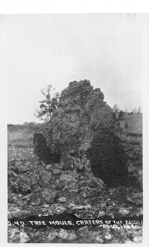 J43/ Craters of the Moon Idaho RPPC Postcard c1920s Tree Mould Lava  246