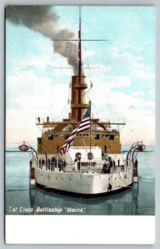 US Navy  Battleship Maine   Postcard