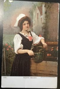 Postcard Used “Rustic Maiden” Woman IA LB