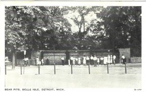 1907-15 Bear Pits, Belle Isle Zoo, Detroit, Michigan Postcard