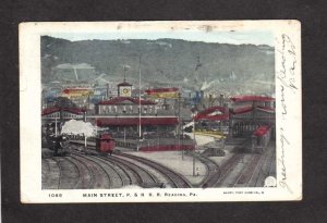 PA Main St Railroad Train Station Depot Reading Pennsylvania Postcard UDB 1905