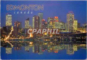  Moderne Postkarte Edmonton Alberta Kanada die Stadtskyline hat Weltblick nachts