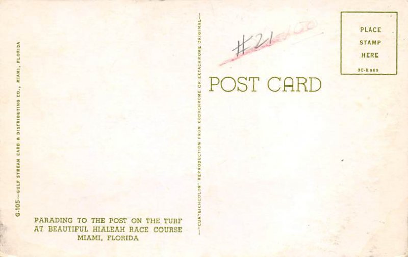 Hialeah Park, Miami, FL USA Horse Racing Unused 