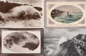 Storm At Blackpool Rough Sea Disaster 4x Antique Postcard s