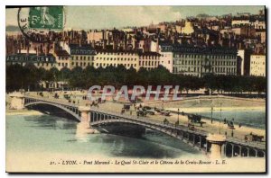 Postcard Old Bridge Morand Lyon Quai St Clair and the Coteau de la Croix Rousse