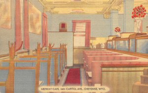 Cheyenne Wyoming Midway Cafe Interior pictured Vintage Postcard U1687