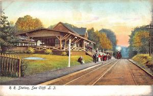 Sea Cliff Long Island NY Railroad Station Train Depot Postcard