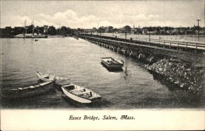 Salem Massachusetts Essex Bridge Row Boats c1900-20s Vintage Postcard