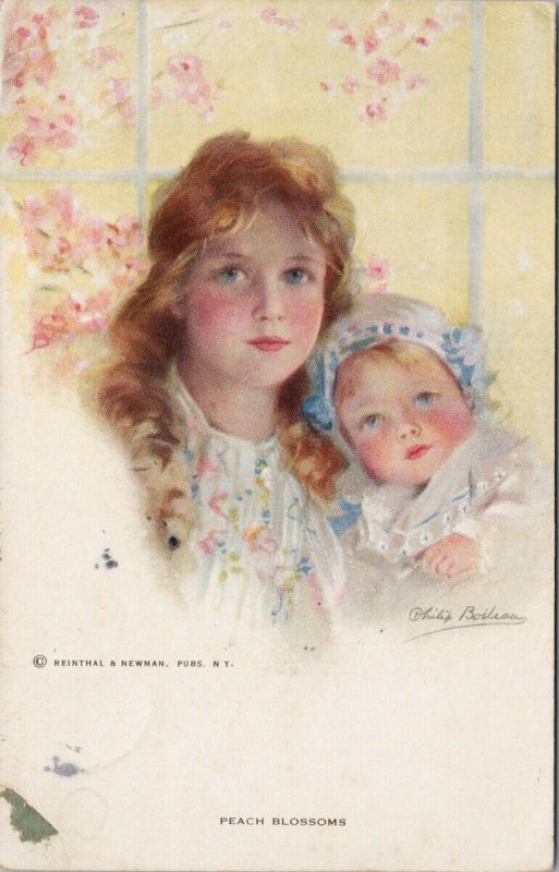 'Peach Blossoms' Young Girls Children Philip Boileau Signed Postcard E79