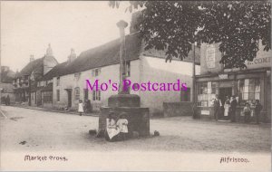 Sussex Postcard - Alfriston Market Cross. Children in The Street  HM520