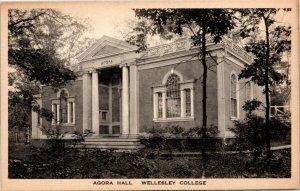 Postcard MA Wellesley Agora Hall Wellesley College Albertype 1930s H17