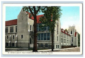 C. 1910 St Peters And St Pauls Parochial School Lewiston Maine Postcard P191E