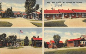 Hot Springs South Dakota 1949 Postcard Log Cabin Courts Motel