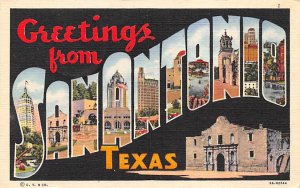 Greetings from San Antonio, Texas Large Letter Writing on Back 