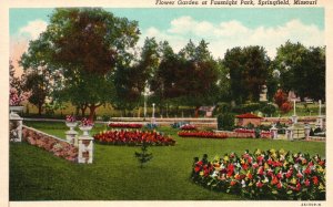 Vintage Postcard Flower Garden Landscaped Grounds Fassnight Park Springfield MO