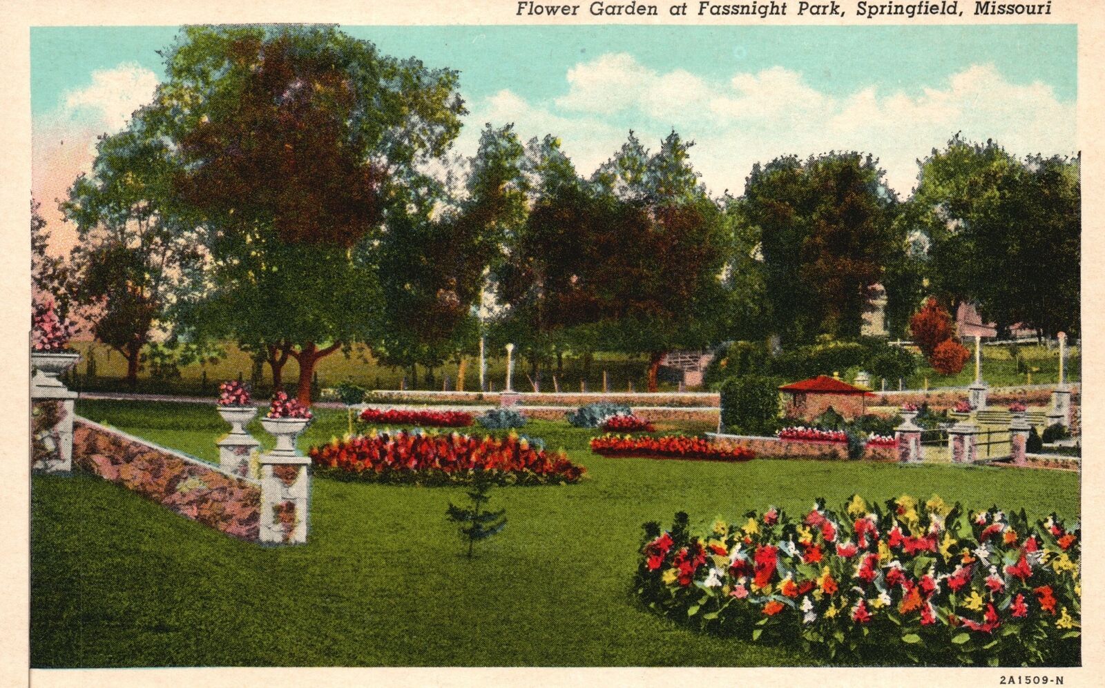 Vintage Postcard Flower Garden Landscaped Grounds Fassnight Park ...