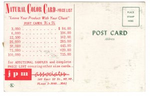 Advertising, Price List for Postcards, Natural Color Card, New York, New York